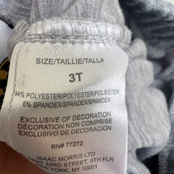 Batman 3T Girls Gray and Blue Stripe Joggers Sweatpants with Pockets - Picture 8 of 8